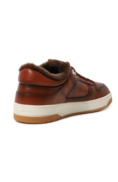 Кожаные кеды sneak-air SANTONI коричневого цвета по цене 69950 руб., арт. MBSG22015BAMPGHV, фото 5 Кожаные кеды sneak-air SANTONI, арт. MBSG22015BAMPGHV, фото 5