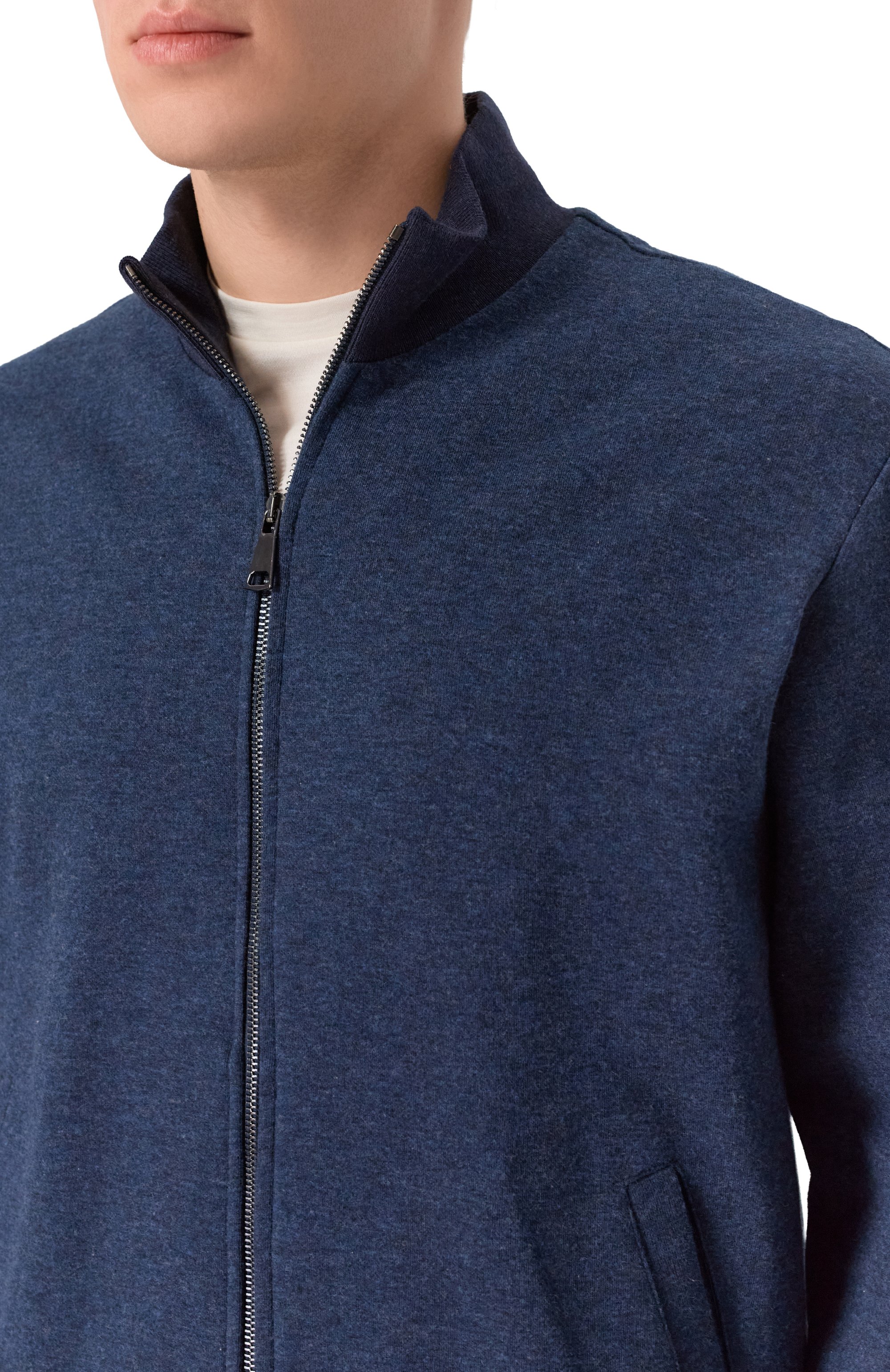 Толстовка из хлопка и кашемира ANDREA CAMPAGNA темно-синего цвета по цене 95050 руб., арт. ZIP/LB1630, фото 5 Толстовка из хлопка и кашемира ANDREA CAMPAGNA, арт. ZIP/LB1630, фото 5