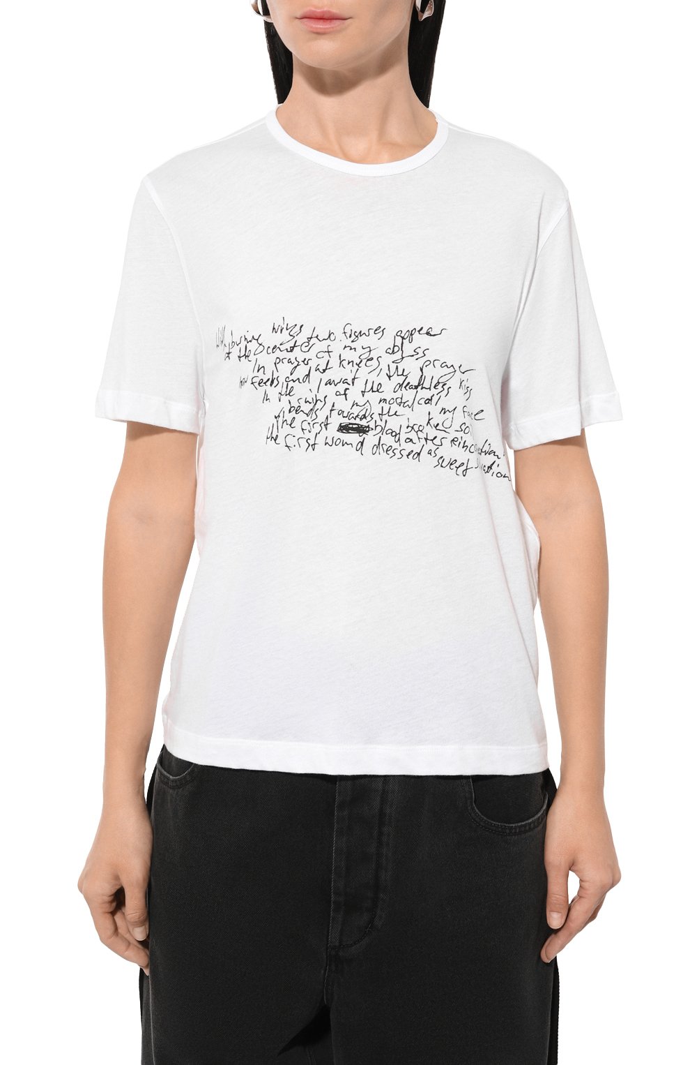 Хлопковая футболка ANN DEMEULEMEESTER, арт. 2402-W-JTS02-34-FA206-001, фото 3