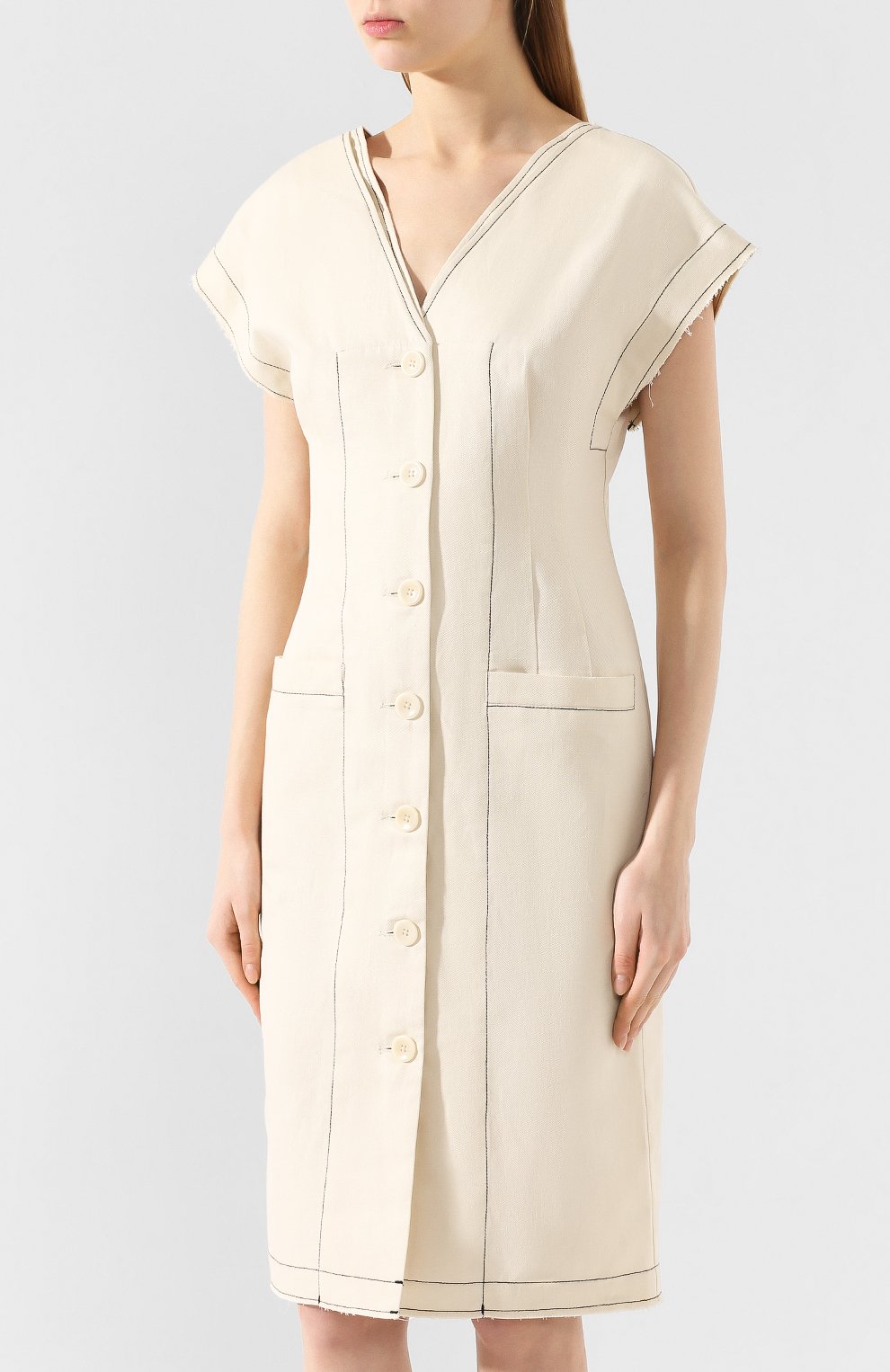 Платье из смеси хлопка и льна PROENZA SCHOULER WHITE LABEL, арт. WL2013054-AL001, фото 3