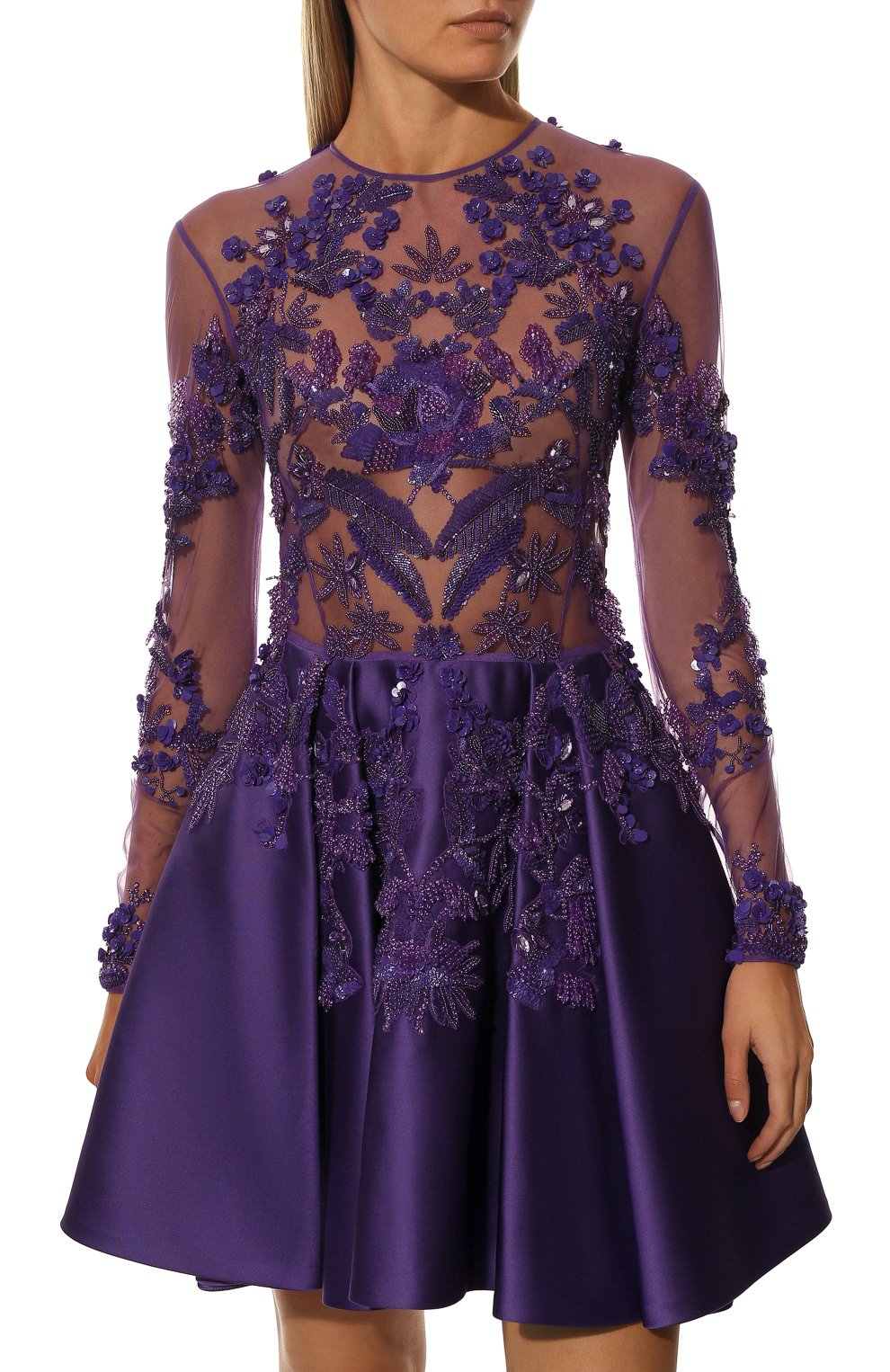 Атласное платье с отделкой пайетками ZUHAIR MURAD, арт. RDPF17-019-DS, фото 3
