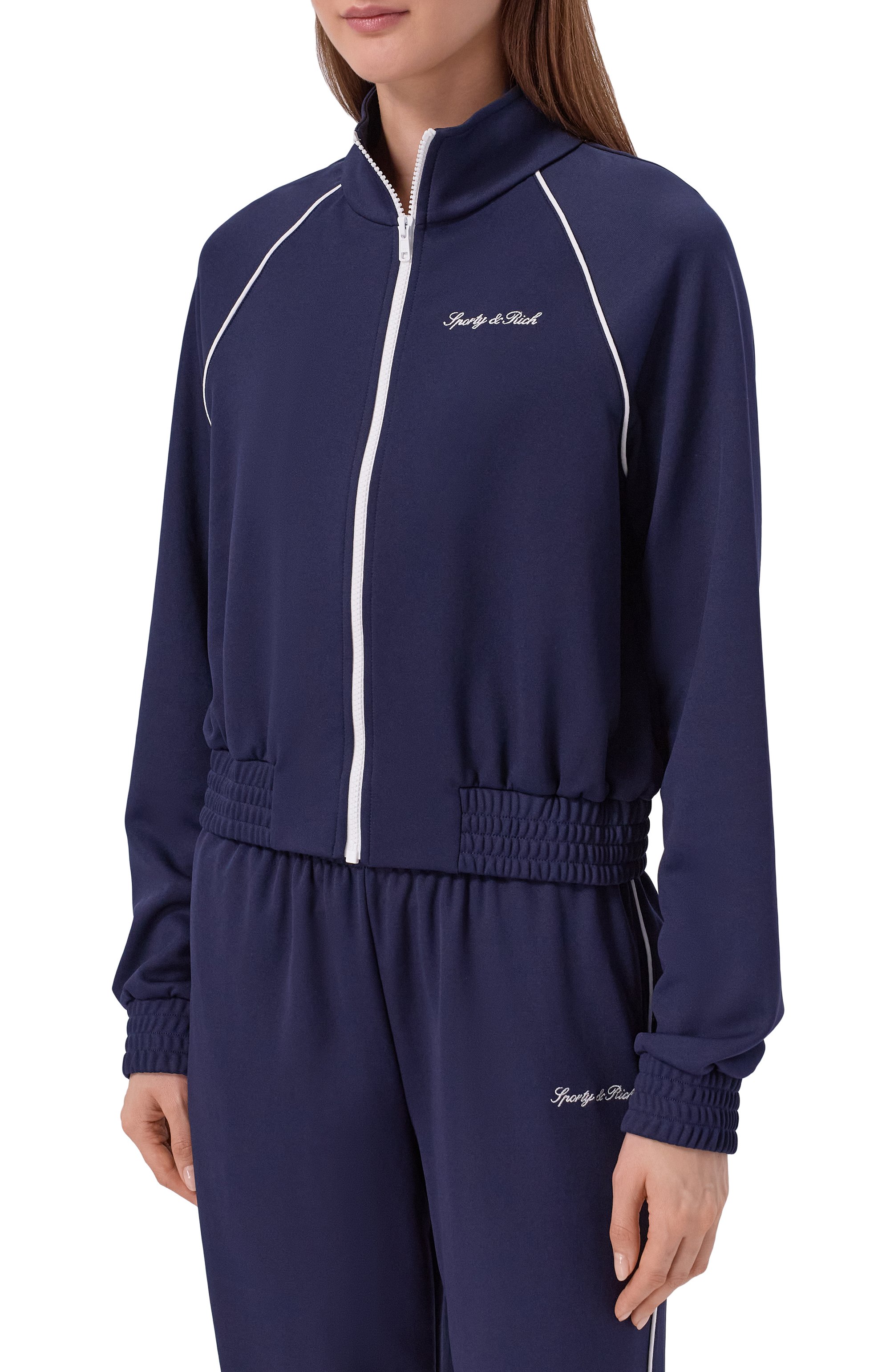 Толстовка SPORTY AND RICH темно-синего цвета по цене 38600 руб., арт. JA066710326BL107, фото 3 Толстовка SPORTY AND RICH, арт. JA066710326BL107, фото 3