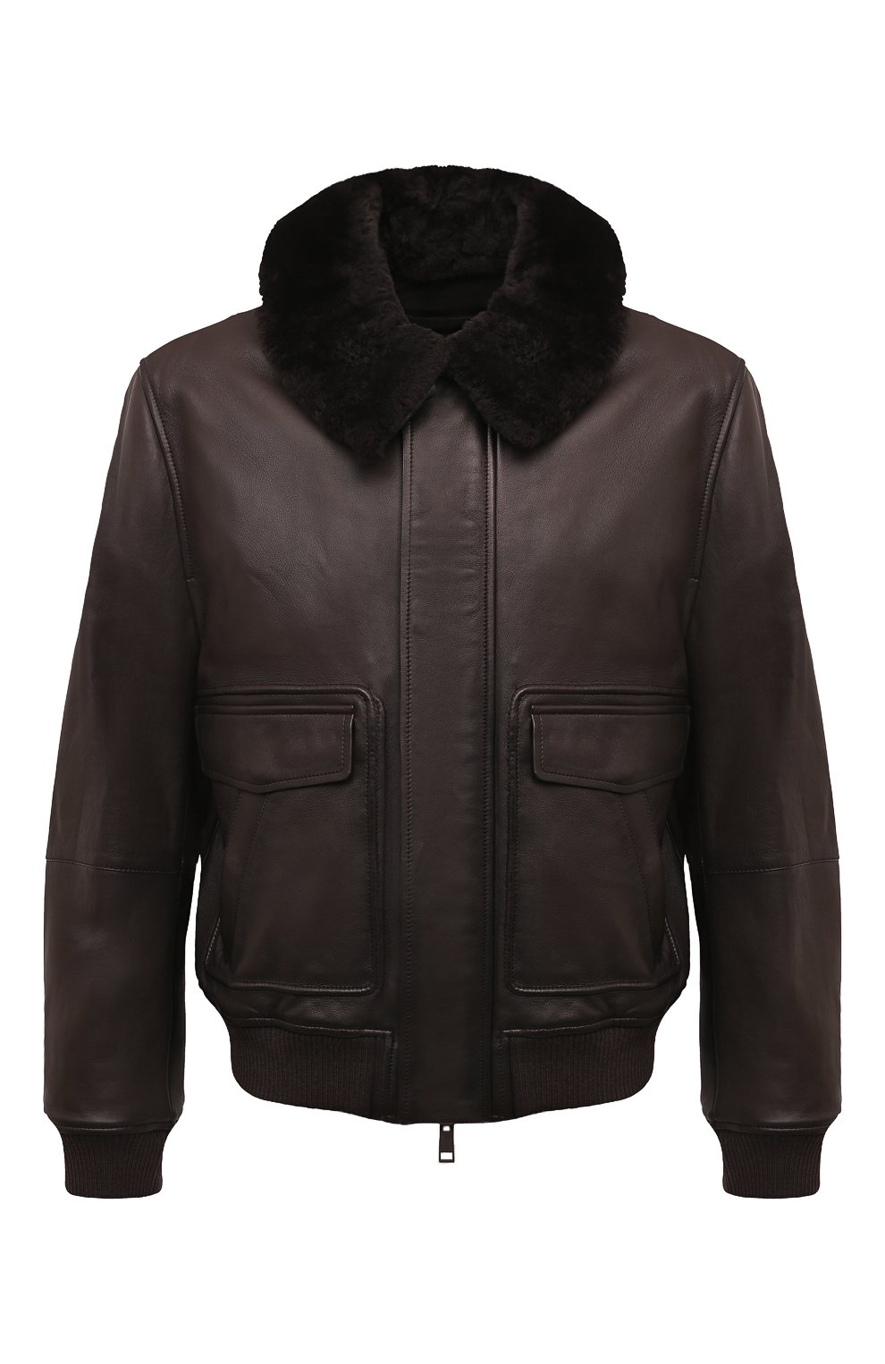 Кожаный бомбер YVES SALOMON темно-коричневого цвета по цене 239000 руб., арт. 25WHV20165AGAN, фото 1 Кожаный бомбер YVES SALOMON, арт. 25WHV20165AGAN, фото 1