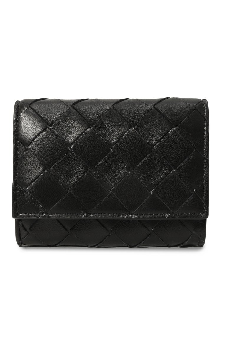 Женские кожаное портмоне BOTTEGA VENETA черного цвета, арт. 749928/VCPP3/8425 | Фото 1 (Материал: Натуральная кожа; Материал сплава: Проставлено; Нос: Не проставлено)