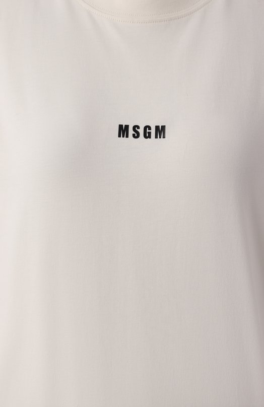 Хлопковая футболка MSGM 2000MDM500 200002 Кремовый  2000MDM500 200002 Фото 6