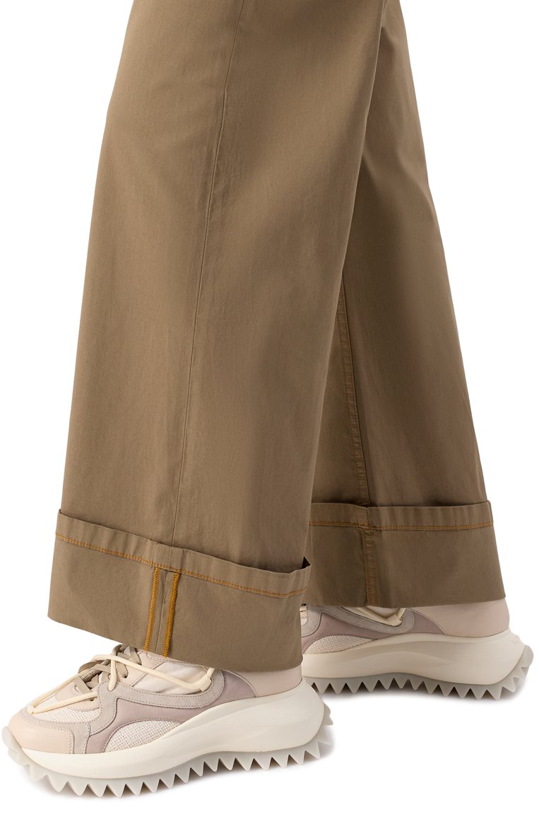 Женские комбинированные кроссовки running double laces VIC MATIE бежевого цвета, арт. 1G3202D_D22BQFTF68 | Фото 3 (Материал внутренний: Текстиль; Материал внешний: Натуральная кожа, Текстиль; Подошва: Платформа; Стили: Кэжуэл; Кросс-КТ: Низкие; Материал утеплителя: Без утеплителя)