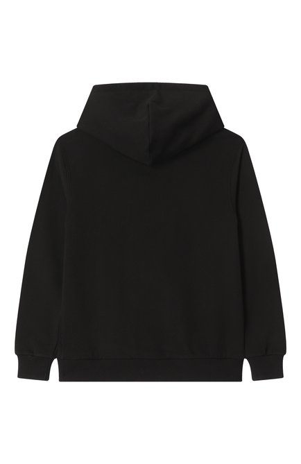 Детский хлопковое худи DOLCE & GABBANA черного цвета, арт. L4JWLI/G70SS/8-14 | Фото 2 (Материал внешний: Хлопок; Драгоценные камни: Проставлено; Материал сплава: Проставлено; Рукава: Длинные)
