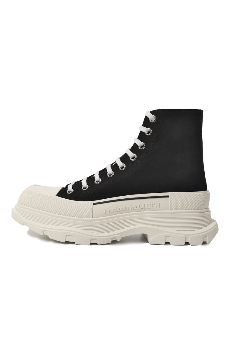 Мужские текстильные ботинки tread ALEXANDER MCQUEEN черного цвета, арт. 705659/W4MV2 | Фото 4 (Материал внутренний: Натуральная кожа; Каблук высота: Высокий; Подошва: Массивная; Материал внешний: Текстиль; Материал сплава: Проставлено; Драгоценные камни: Проставлено; Мужское Кросс-КТ: Ботинки-обувь)