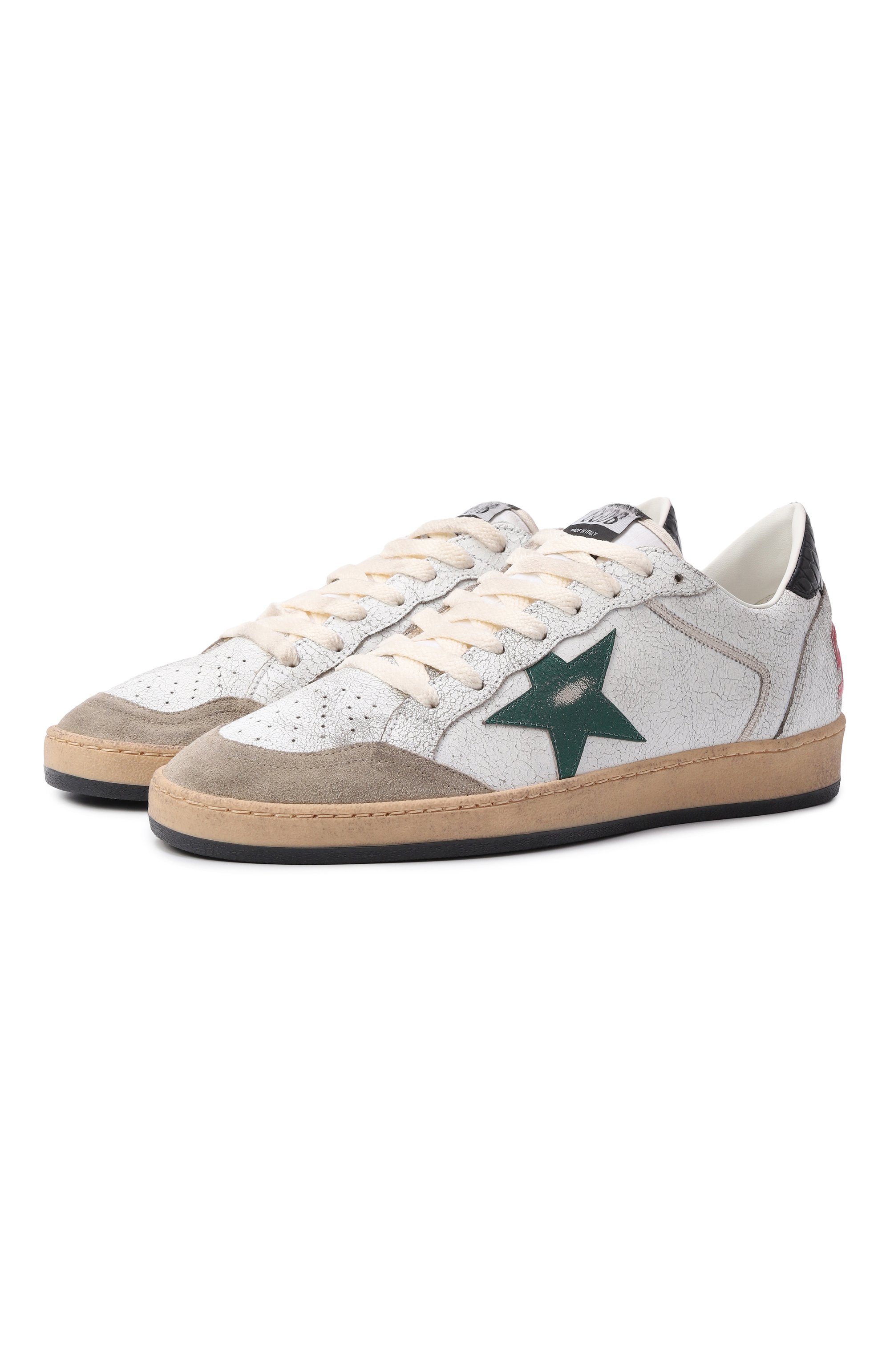 Комбинированные кеды ball star GOLDEN GOOSE DELUXE BRAND белого цвета по цене 77050 руб., арт. GMF00327.F006025, фото 1 Комбинированные кеды ball star GOLDEN GOOSE DELUXE BRAND, арт. GMF00327.F006025, фото 1