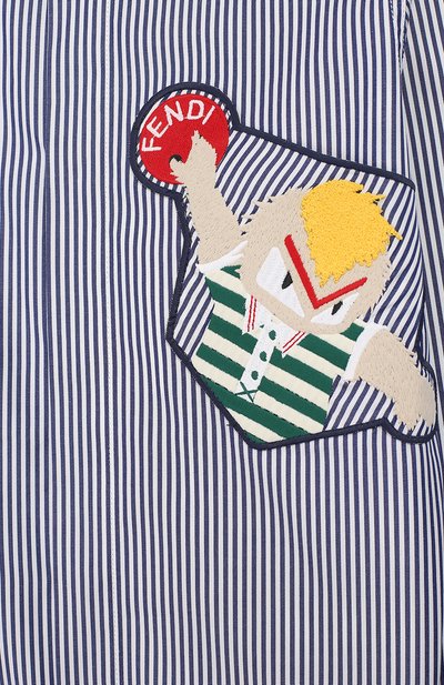 Хлопковая рубашка с нашивкой FENDI синего цвета по цене 18700 руб., арт. JMC069/A4RD/3A-5A, фото 3 Хлопковая рубашка с нашивкой FENDI, арт. JMC069/A4RD/3A-5A, фото 3
