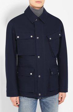 Мужская хлопковая куртка BERLUTI темно-синего цвета, арт. R160FL34-002 | Фото 3 (Материал подклада: Купро; Материал внешний: Хлопок; Статус проверки: Проверена категория; Мужское Кросс-КТ: Верхняя одежда; Рукава: Длинные; Длина (верхняя одежда): Короткие; Кросс-КТ: Ветровки, Куртка, Легкие; Материал сплава: Проставлено; Драгоценные камни: Проставлено; Стили: Кэжуэл)