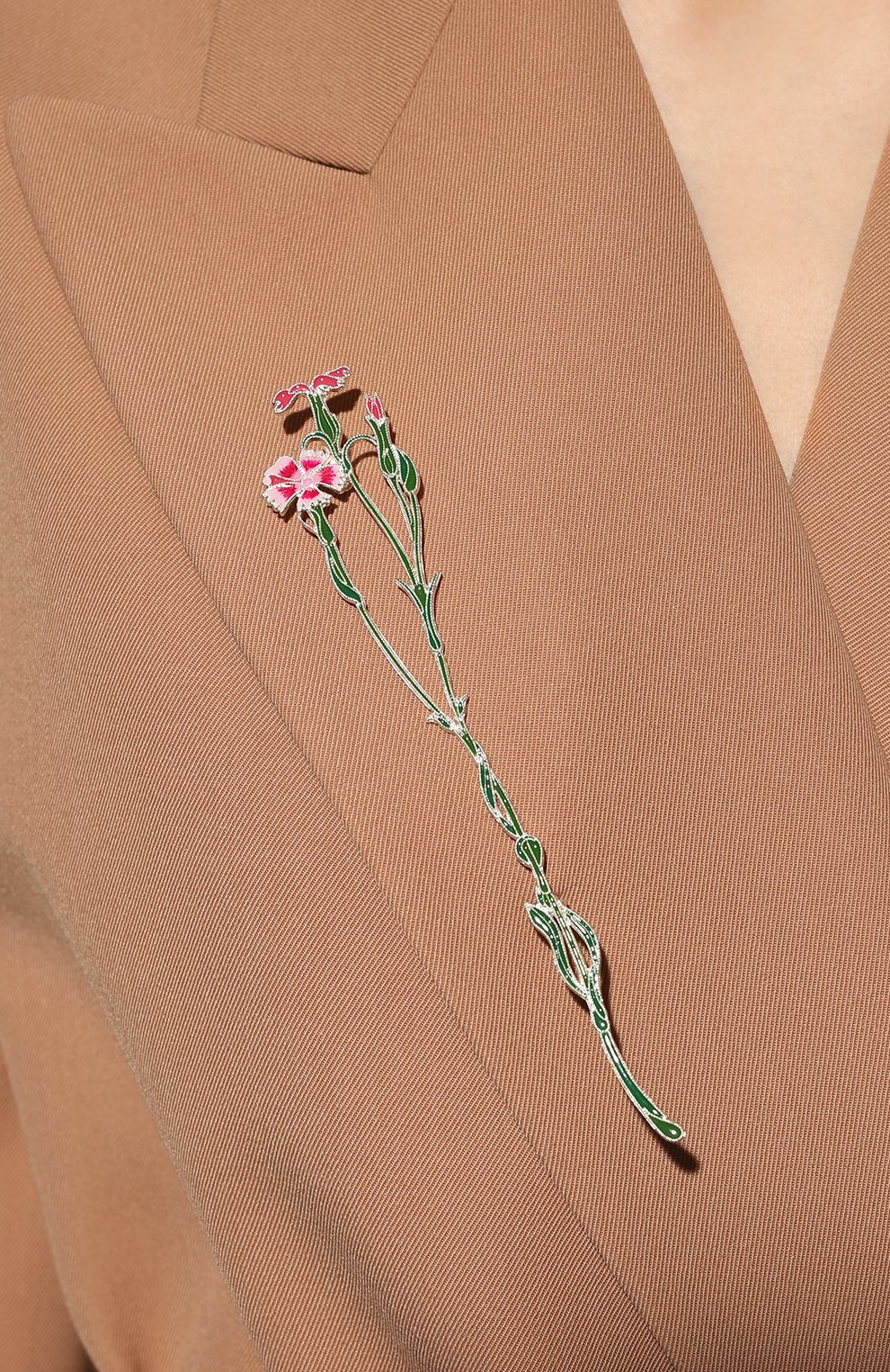 Брошь гвоздика- полевая РУССКИЕ САМОЦВЕТЫ зеленого цвета по цене 16700 руб., арт. 41504, фото 2 Брошь гвоздика- полевая РУССКИЕ САМОЦВЕТЫ, арт. 41504, фото 2