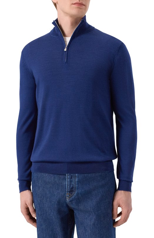 Джемпер из шерсти и шелка Andrea Campagna M5625-5306 Синий  M5625-5306 Фото 3