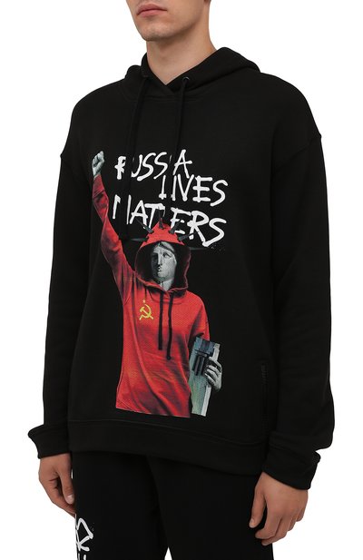 Хлопковое худи DIEGO VENTURINO черного цвета по цене 22300 руб., арт. FW21-DV FLH WWE-RLM, фото 3 Хлопковое худи DIEGO VENTURINO, арт. FW21-DV FLH WWE-RLM, фото 3