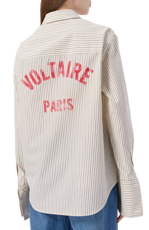 Хлопковая рубашка Zadig and Voltaire WWSH02255 Кремовый  WWSH02255 Фото 4