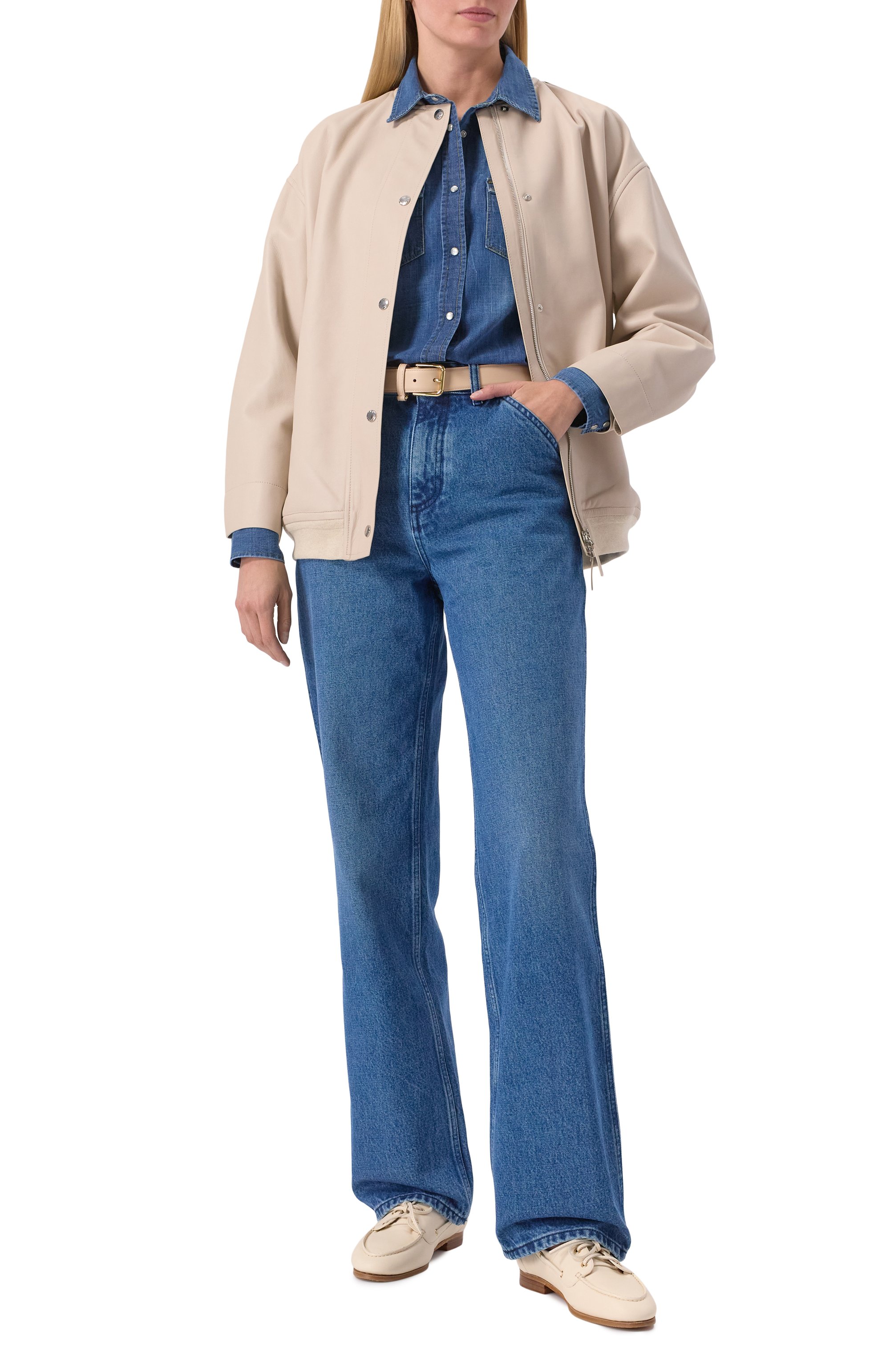 Кожаный бомбер YVES SALOMON, арт. 25EFV03169K47W/A1013, фото 2