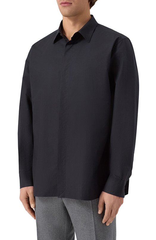 Хлопковая сорочка Zegna 9YC0CA/CT1069 Синий  9YC0CA/CT1069 Фото 3