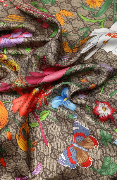 Шелковый платок с принтом flora  GUCCI, арт. 551266/3G001, фото 2