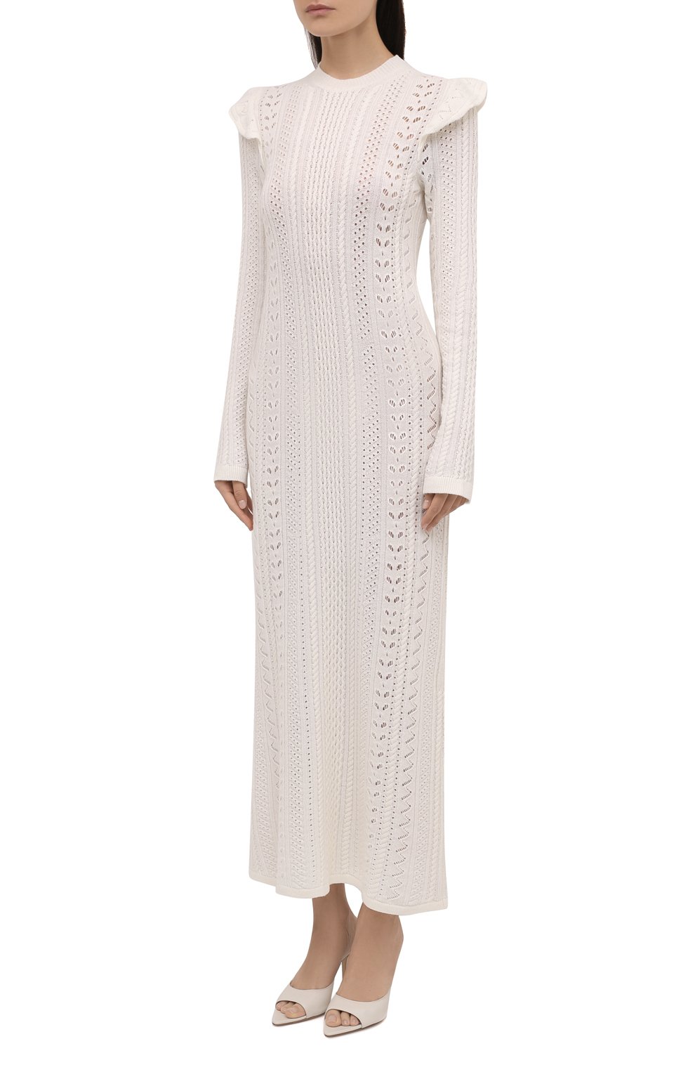 Платье из шерсти и кашемира CHLOÉ кремового цвета по цене 238000 руб., арт. CHC21WMR07580, фото 3 Платье из шерсти и кашемира CHLOÉ, арт. CHC21WMR07580, фото 3