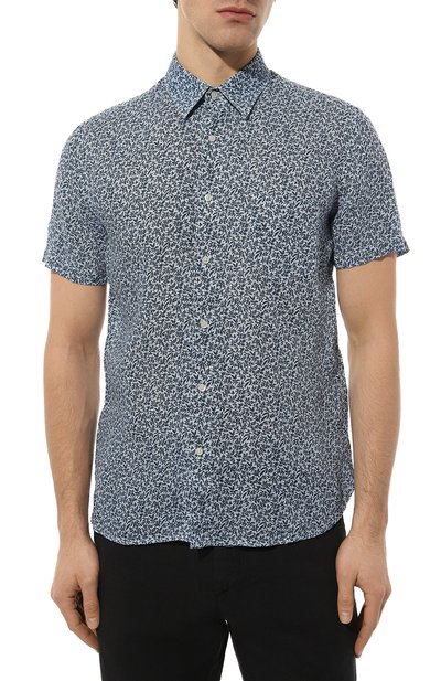 Льняная рубашка 120% LINO синего цвета по цене 24750 руб., арт. 31ALIM1368/000G235/S00, фото 3 Льняная рубашка 120% LINO, арт. 31ALIM1368/000G235/S00, фото 3