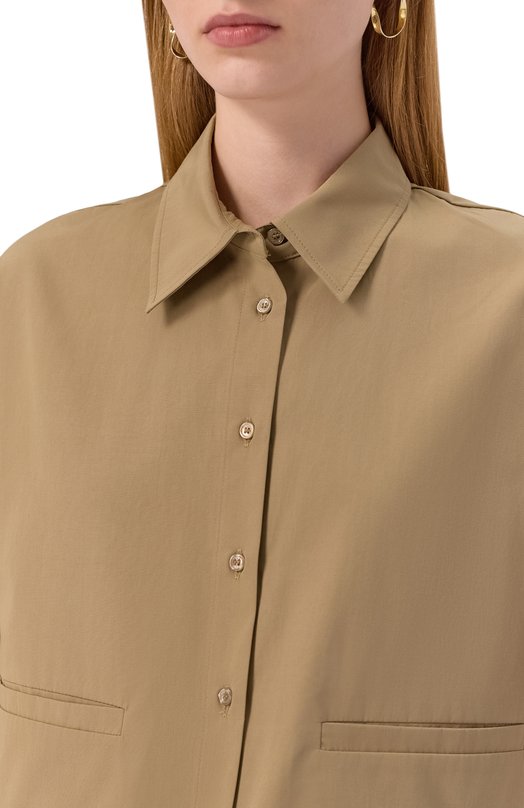 Хлопковая рубашка Weekend Max Mara SVAG0 Бежевый  SVAG0 Фото 5