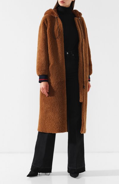 Меховое пальто с капюшоном из овчины INES&MARECHAL, арт. DELTA, фото 2