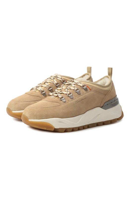 Замшевые кроссовки Santoni WBIG61432BTGPN0Y Бежевый WBIG61432BTGPN0Y