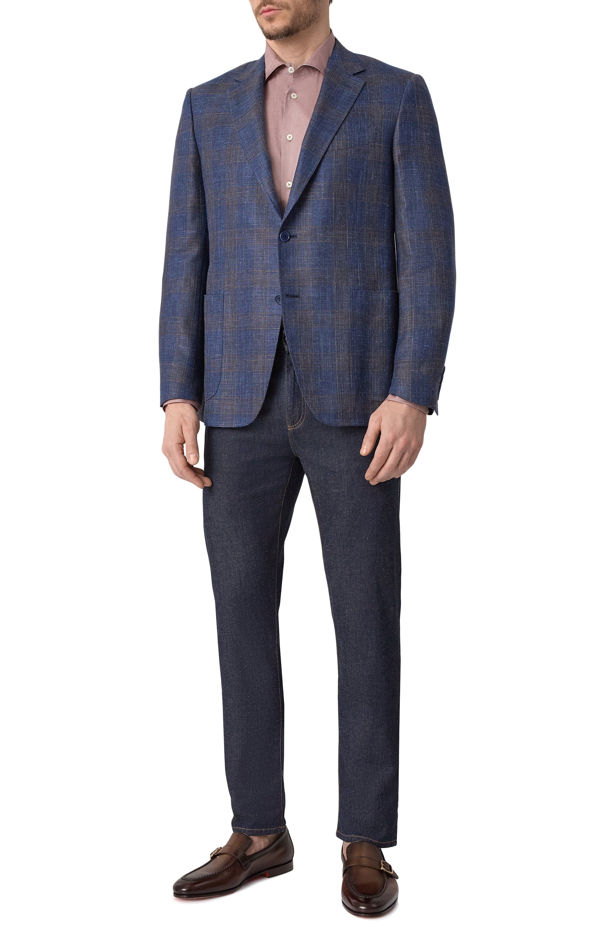 Пиджак из шерсти и шелка CANALI синего цвета по цене 263500 руб., арт. 21288-CF02007, фото 2 Пиджак из шерсти и шелка CANALI, арт. 21288-CF02007, фото 2