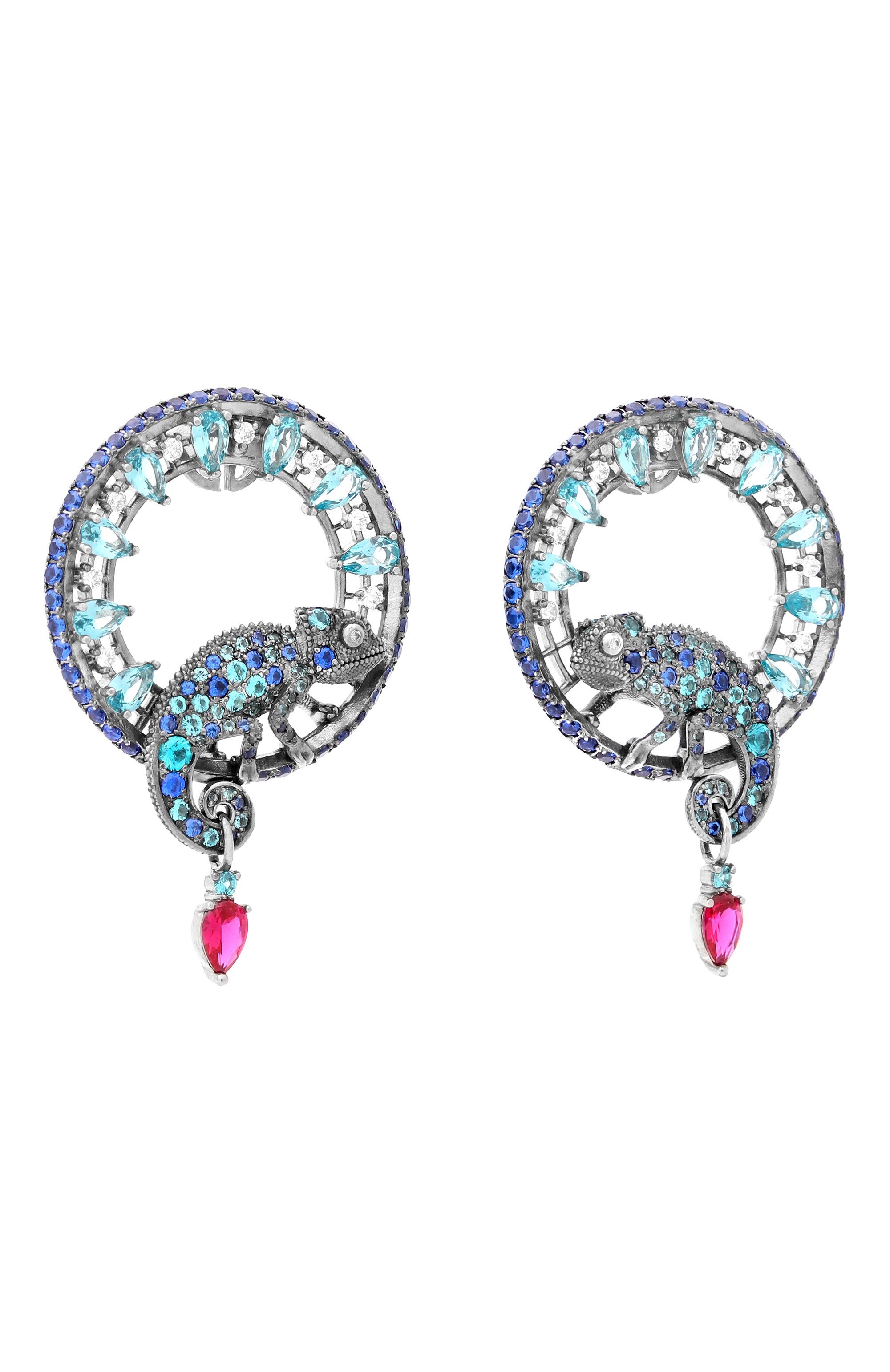 Серьги chameleon QUEENSBEE голубого цвета по цене 121110 руб., арт. 201381, фото 3 Серьги chameleon QUEENSBEE, арт. 201381, фото 3