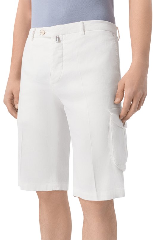 Шорты изо льна и хлопка Kiton UFPPBK0603H Белый  UFPPBK0603H Фото 3