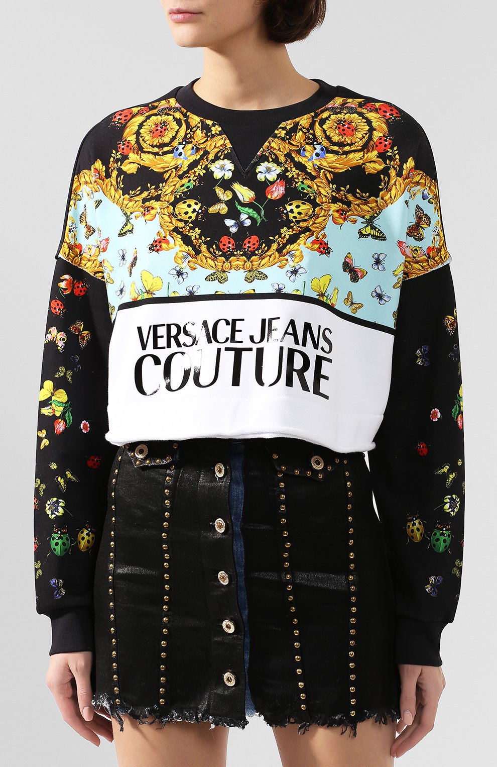 Хлопковый свитшот VERSACE JEANS COUTURE черного цвета по цене 27800 руб., арт. B6HUA768-UDP302 47/30213, фото 3 Хлопковый свитшот VERSACE JEANS COUTURE, арт. B6HUA768-UDP302 47/30213, фото 3
