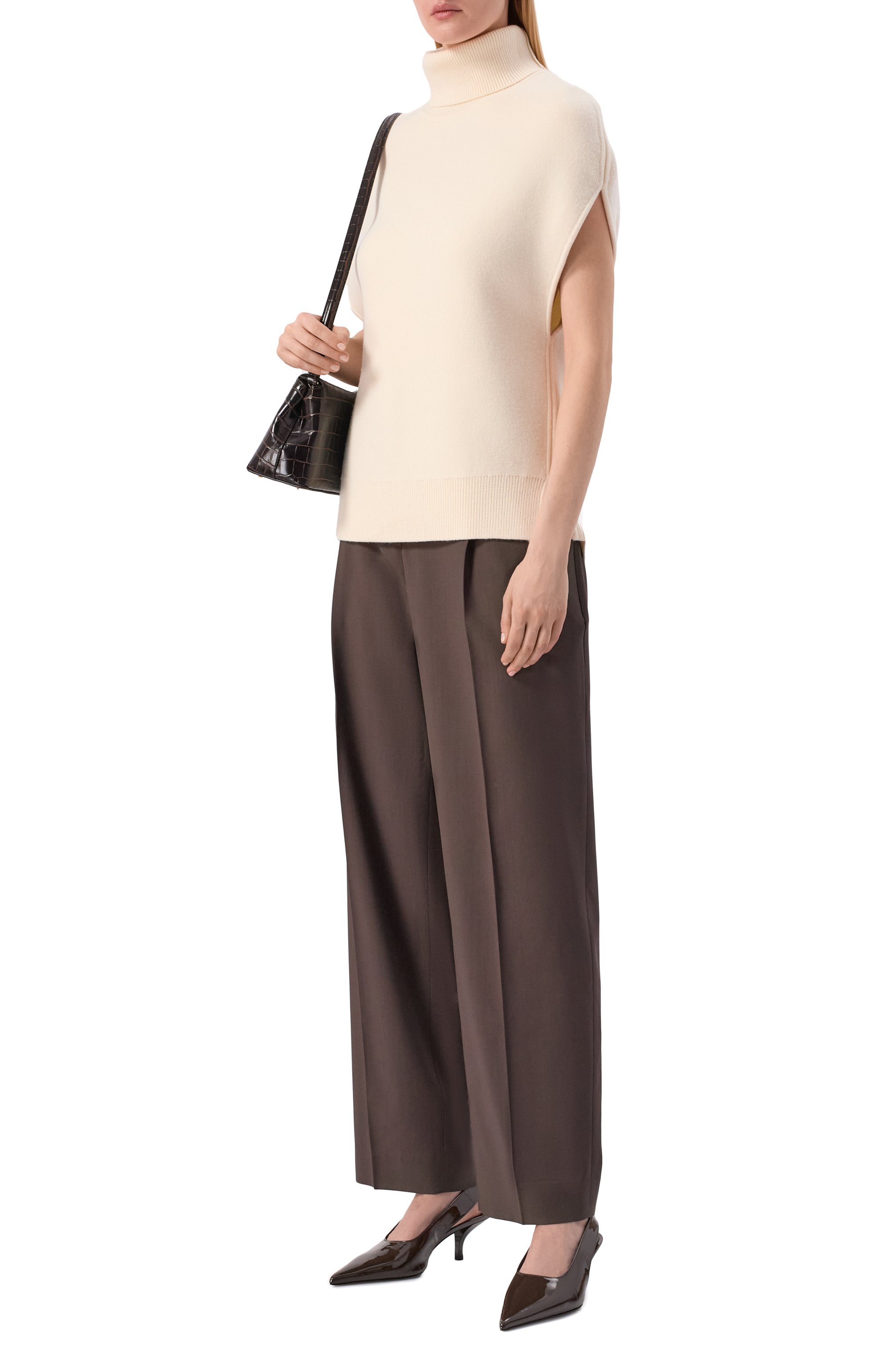 Шерстяные брюки TOTEME коричневого цвета по цене 63250 руб., арт. 261-WRB0340-FB0552, фото 2 Шерстяные брюки TOTEME, арт. 261-WRB0340-FB0552, фото 2