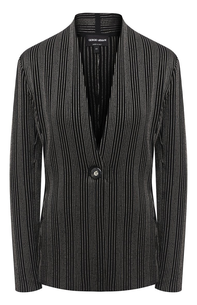 Женский жакет из вискозы GIORGIO ARMANI черного цвета, арт. 6HAG09/AM30Z | Фото 1 (Материал внешний: Вискоза; Женское Кросс-КТ: Жакет-одежда; Случай: Формальный; Длина (для топов): Стандартные; Рукава: Длинные; 1-2-бортные: Однобортные)