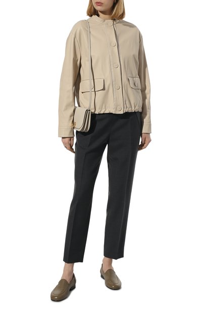 Кожаный бомбер GIORGIO ARMANI бежевого цвета по цене 555500 руб., арт. IAG11P/IAP14, фото 2 Кожаный бомбер GIORGIO ARMANI, арт. IAG11P/IAP14, фото 2