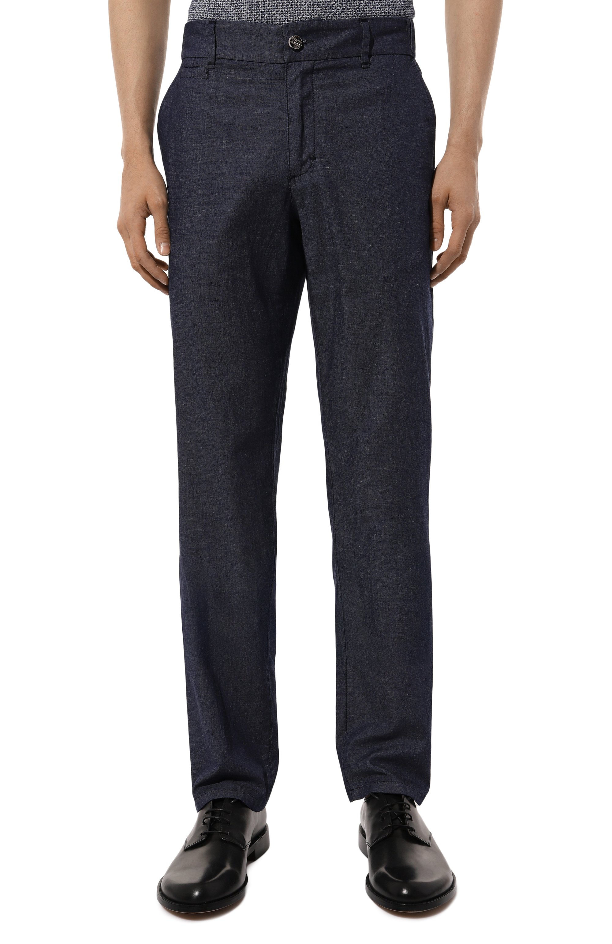 Брюки из хлопка и льна ZILLI темно-синего цвета по цене 126500 руб., арт. CP801BM0109VHST00, фото 3 Брюки из хлопка и льна ZILLI, арт. CP801BM0109VHST00, фото 3