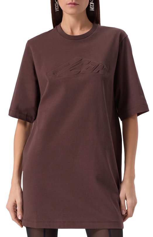 Хлопковое платье Dsquared2 S80CT0046/D20033 Коричневый  S80CT0046/D20033 Фото 3