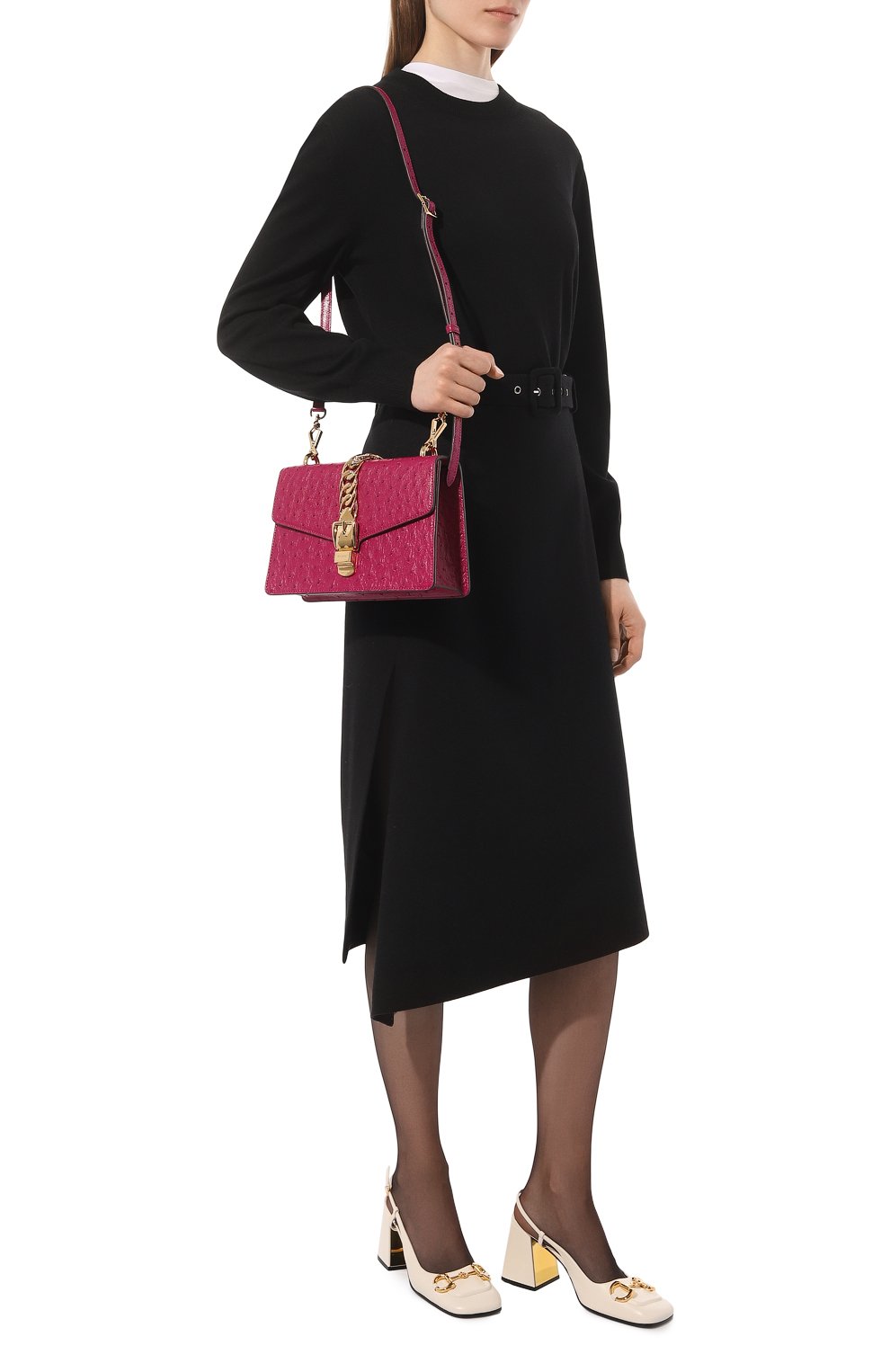 Сумка sylvie small из кожи страуса GUCCI, арт. 524405 GZPBG, фото 7