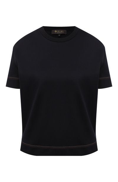 Хлопковая футболка LORO PIANA темно-синего цвета по цене 36650 руб., арт. FAL2559, фото 1 Хлопковая футболка LORO PIANA, арт. FAL2559, фото 1