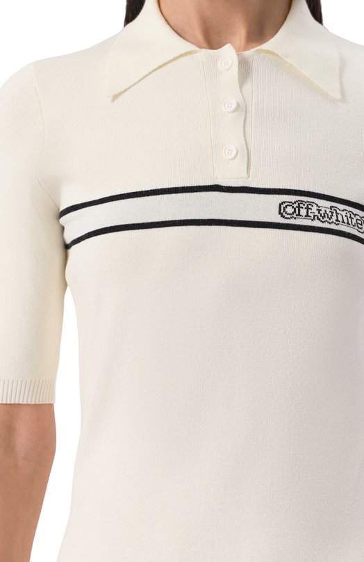 Поло из вискозы Off-White 0WHV005S25KNI001 Белый  0WHV005S25KNI001 Фото 5