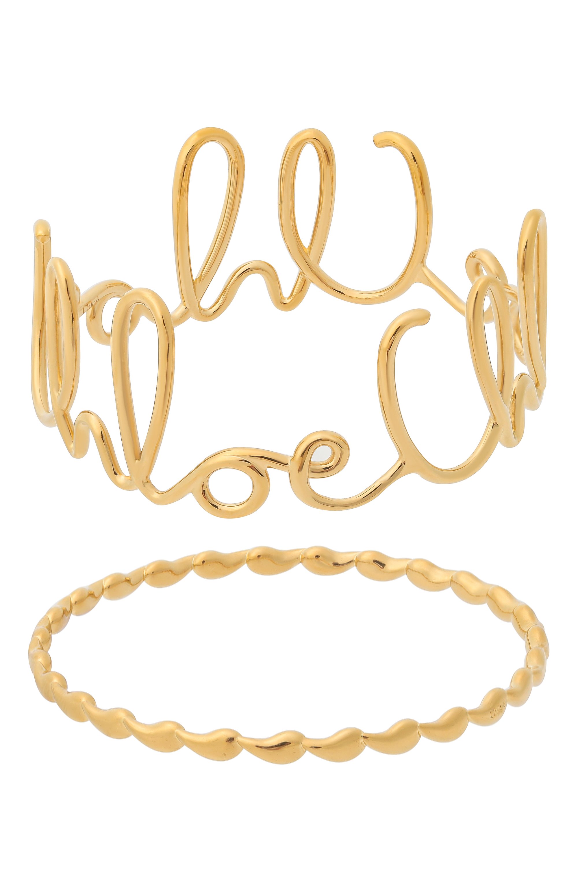 Комплект из двух браслетов CHLOÉ золотого цвета по цене 72200 руб., арт. CHC24WFB36CB79DCTU, фото 3 Комплект из двух браслетов CHLOÉ, арт. CHC24WFB36CB79DCTU, фото 3