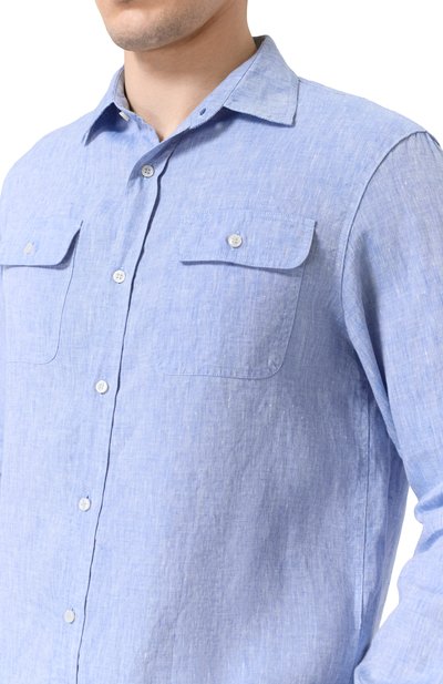 Льняная рубашка PAUL&SHARK голубого цвета по цене 46650 руб., арт. 25413252/L, фото 5 Льняная рубашка PAUL&SHARK, арт. 25413252/L, фото 5