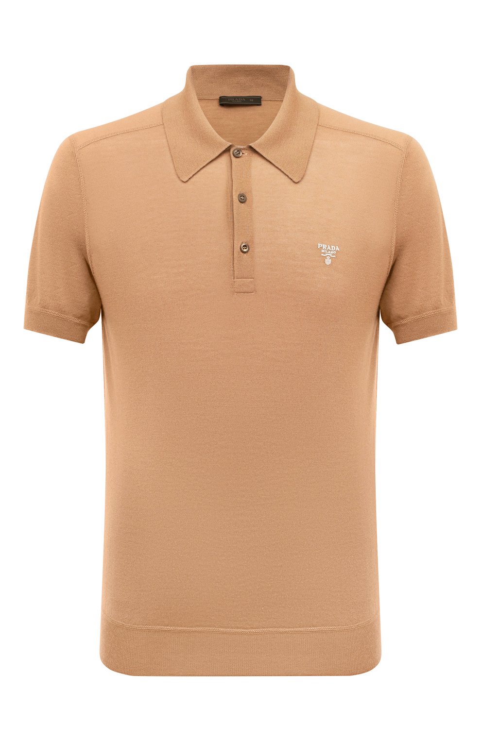 Кашемировое поло PRADA бежевого цвета по цене 195000 руб., арт. UMB313-10IR-F0040-221, фото 1 Кашемировое поло PRADA, арт. UMB313-10IR-F0040-221, фото 1