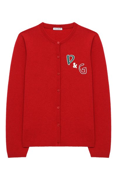 Кашемировый кардиган DOLCE & GABBANA красного цвета по цене 49950 руб., арт. L5KWB2/JAW5B/8-14, фото 1 Кашемировый кардиган DOLCE & GABBANA, арт. L5KWB2/JAW5B/8-14, фото 1