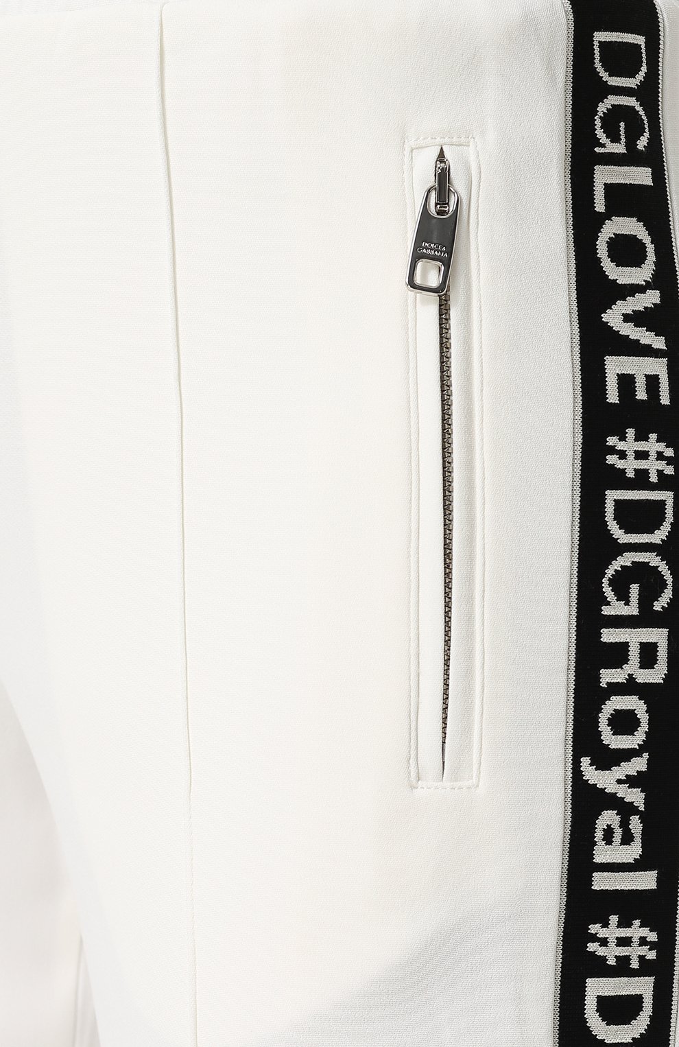 Укороченные брюки с контрастными лампасами DOLCE & GABBANA белого цвета по цене 79950 руб., арт. FTA66T/G70MP, фото 5 Укороченные брюки с контрастными лампасами DOLCE & GABBANA, арт. FTA66T/G70MP, фото 5