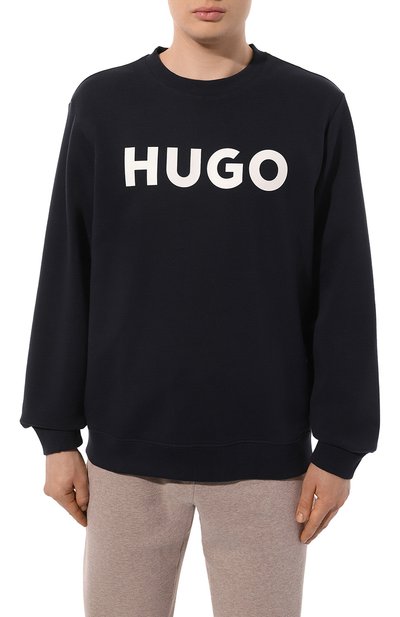 Хлопковый свитшот HUGO темно-синего цвета по цене 12500 руб., арт. 50477328, фото 3 Хлопковый свитшот HUGO, арт. 50477328, фото 3
