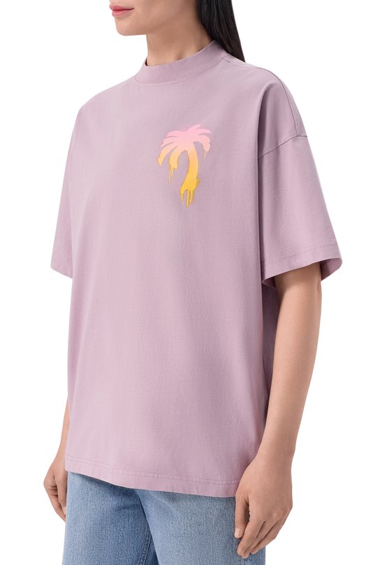 Хлопковая футболка Palm Angels PWAA07BS26JER004 Фиолетовый  PWAA07BS26JER004 Фото 3