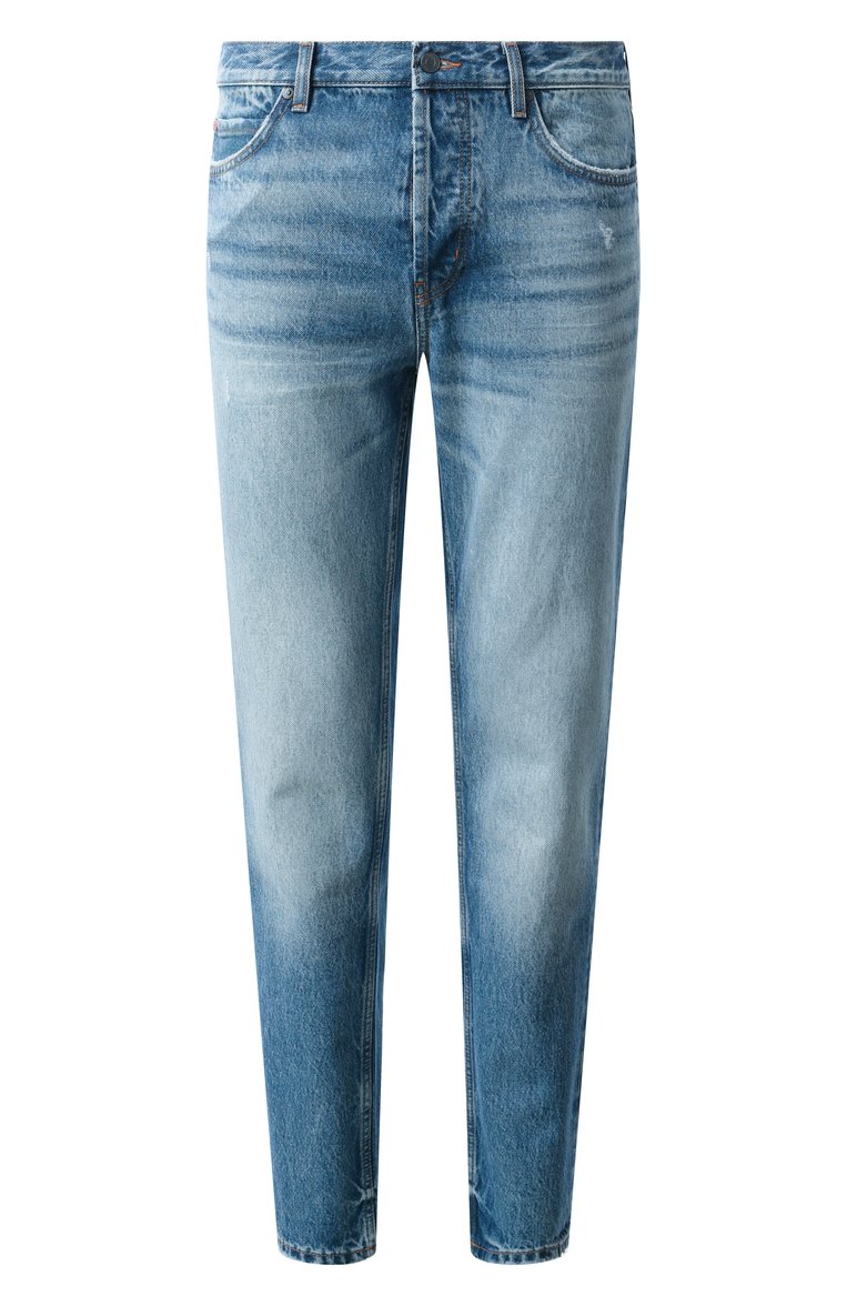 Мужские джинсы tapered fit HUGO синего цвета, арт. 50533936 | Фото 1 (Длина (брюки, джинсы): Стандартны�е; Кросс-КТ: Деним; Детали: Делаве; Материал внешний: Деним, Хлопок; Силуэт М (брюки): Прямые; Стили: Повседневный; Автоматизация ТО: Проставлено; Автоматизация состава: Проставлено)