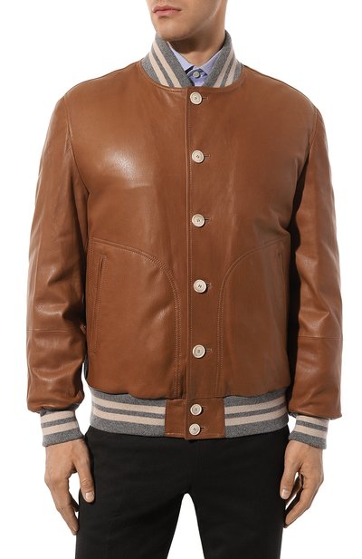 Кожаный бомбер BRUNELLO CUCINELLI коричневого цвета по цене 687500 руб., арт. MPMUP1973, фото 3 Кожаный бомбер BRUNELLO CUCINELLI, арт. MPMUP1973, фото 3