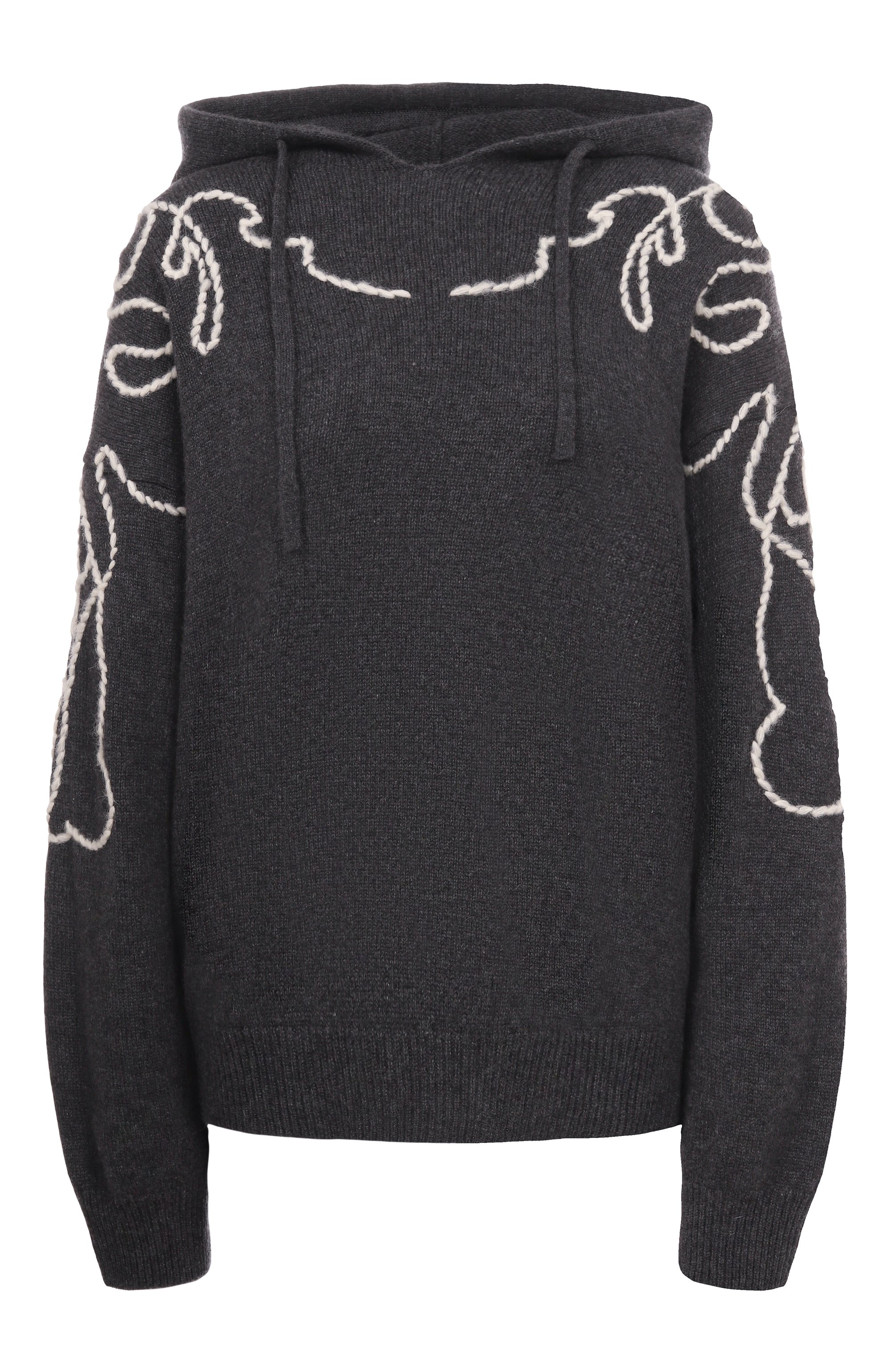 Кашемировое худи ХОХЛОМА Х АЛЕНА АХМАДУЛЛИНА темно-серого цвета по цене 167000 руб., арт. WKT1341, фото 1 Кашемировое худи ХОХЛОМА Х АЛЕНА АХМАДУЛЛИНА, арт. WKT1341, фото 1