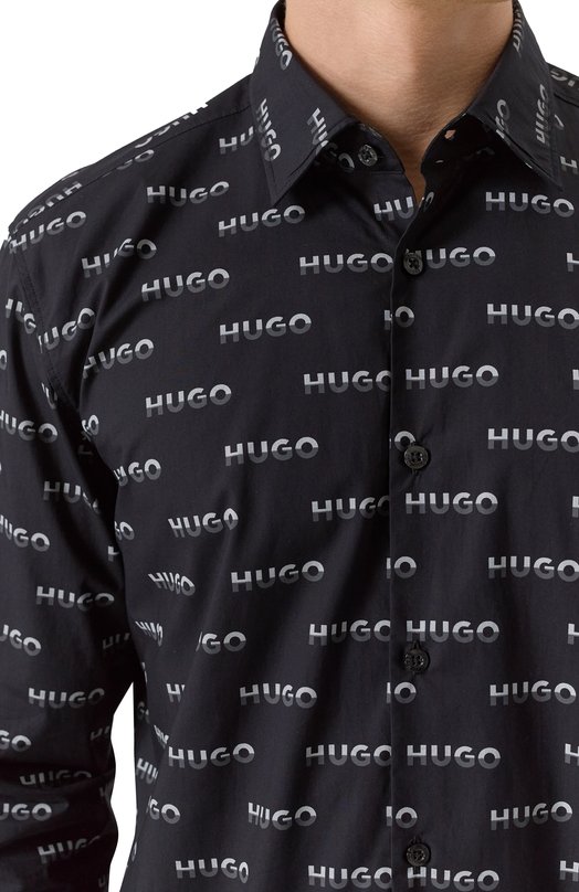 Хлопковая рубашка HUGO 50545349 Чёрный  50545349 Фото 5